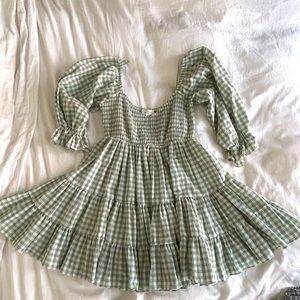 Mable Ruffle Baby Doll Gingham Dress in Mint Green